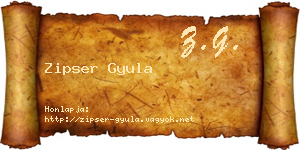 Zipser Gyula névjegykártya